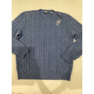 Polo Ralph Lauren Mens XXL Blue Cashmere Cable Knit Sweater Italian Yarn